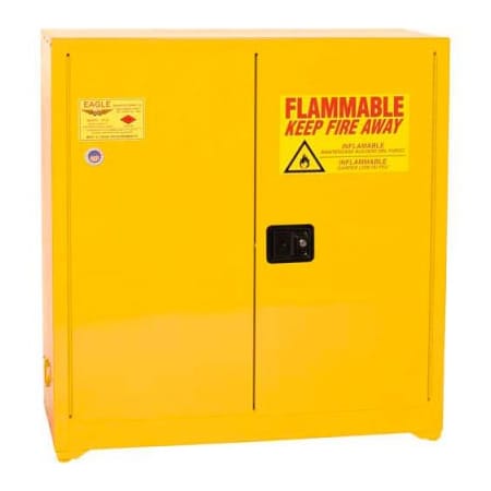 Justrite 40 gal, 3 Shelves, 18-Gauge Steel, 43 in W x 44 in H x Yellow YPI3010X